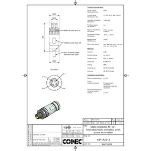 CONEC 43-00161 (M12-4P,DÜZ,D-CODE,METAL,ERKEK KONNEKTÖR)